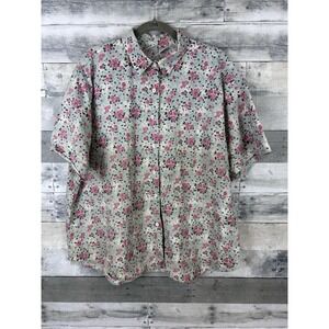 Capacity Woman Cotton Floral Short Sleeve Blouse 20 100% Cotton